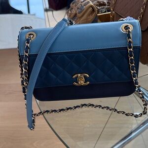 Chanel Two-Tone Blue Quilted Shoulder Bag